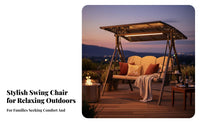 3 Seater Canopy Swing Sturdy Steel Frame 3-Seat Canopy Swing Comfortable Cushions for Families, Homeowners, Backyard, Balcony, Poolside