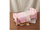 Wooden Doll Bed Decorative Pretend Play Bed Small Furniture Sturdy Eco-Friendly for Children