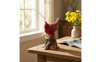 Songbird Bird Ornament Decorative Piece Resistant Tree-Stump Bird Ornament Textured for Indoor Display