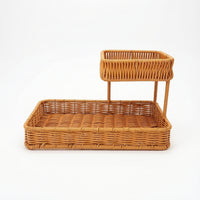 Rattan Basket Rack Woven Candy Display Rack Handmade for Kitchen Counter