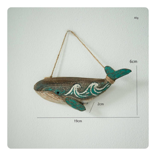 2 Pieces Wooden Marine Creature Decor Nautical Wood Marine Creature Hanging