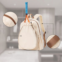 Water-Resistant Racket Backpack Wet Dry Separation Tennis Bag Padded Bag with Bottle Pocket Long-Lasting for Gym