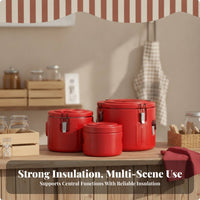 3 Pieces Lidded Carry Container Stainless Steel Lunch Box Portable Silicone Gasket Insulated Lunch Box for Meal Prep