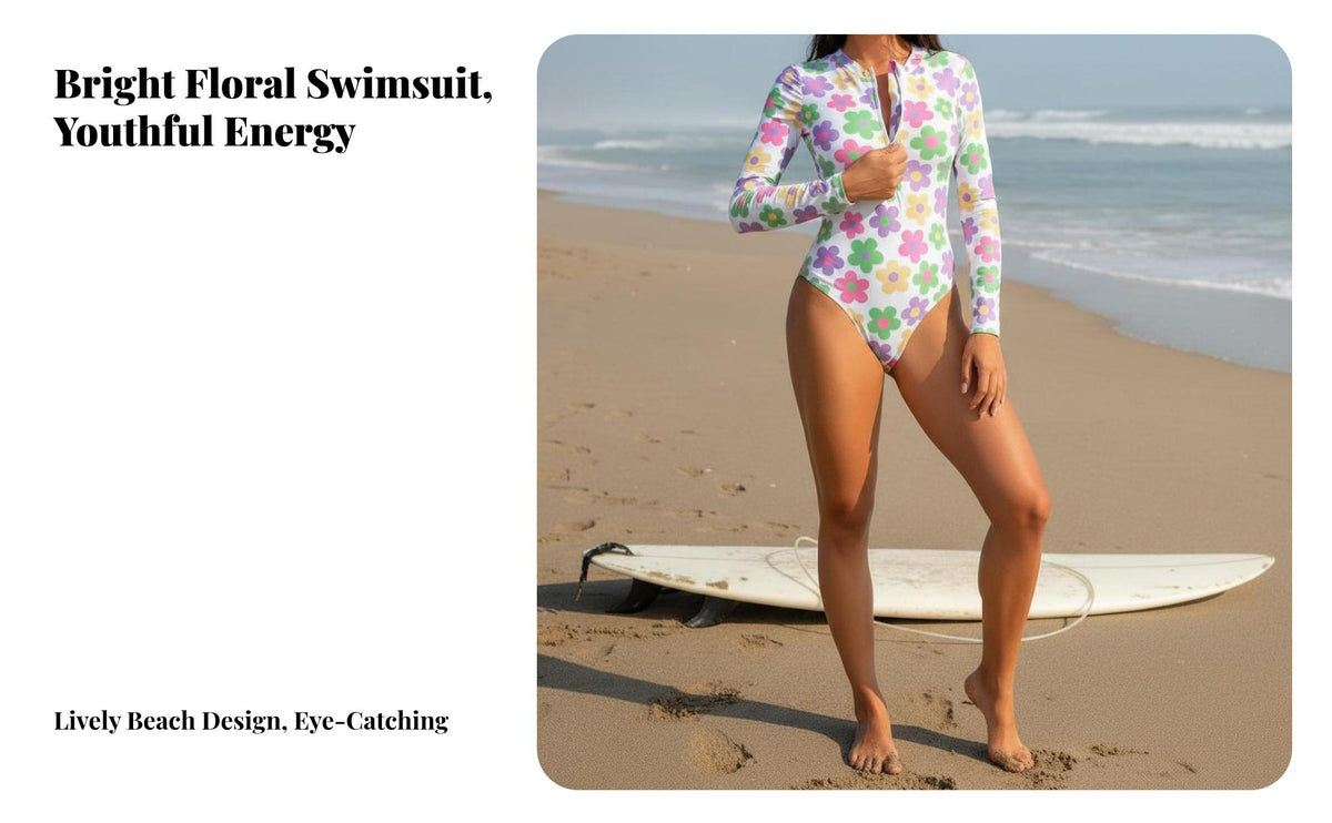 Long Sleeve Swimsuit Form-Fitting Fit women's Wave Ing Suit Sun Protection Bathing Suit Quick-Dry Material Zip Front Wave Suit