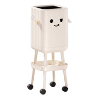 Wheeled Garbage Can Elevated Wastebasket Sturdy for Apartment