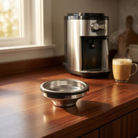 Rich Crema Stainless Steel Coffee Filter Basket Shiny Metal Single-Cup Filter Basket Black Rim Integrated Tab