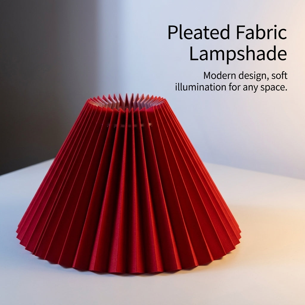 Bedside Table Lamp with Large Pleated Textile Lampshade for Living Room, Detachable with Metal Frame, Easy Install Hardware Included