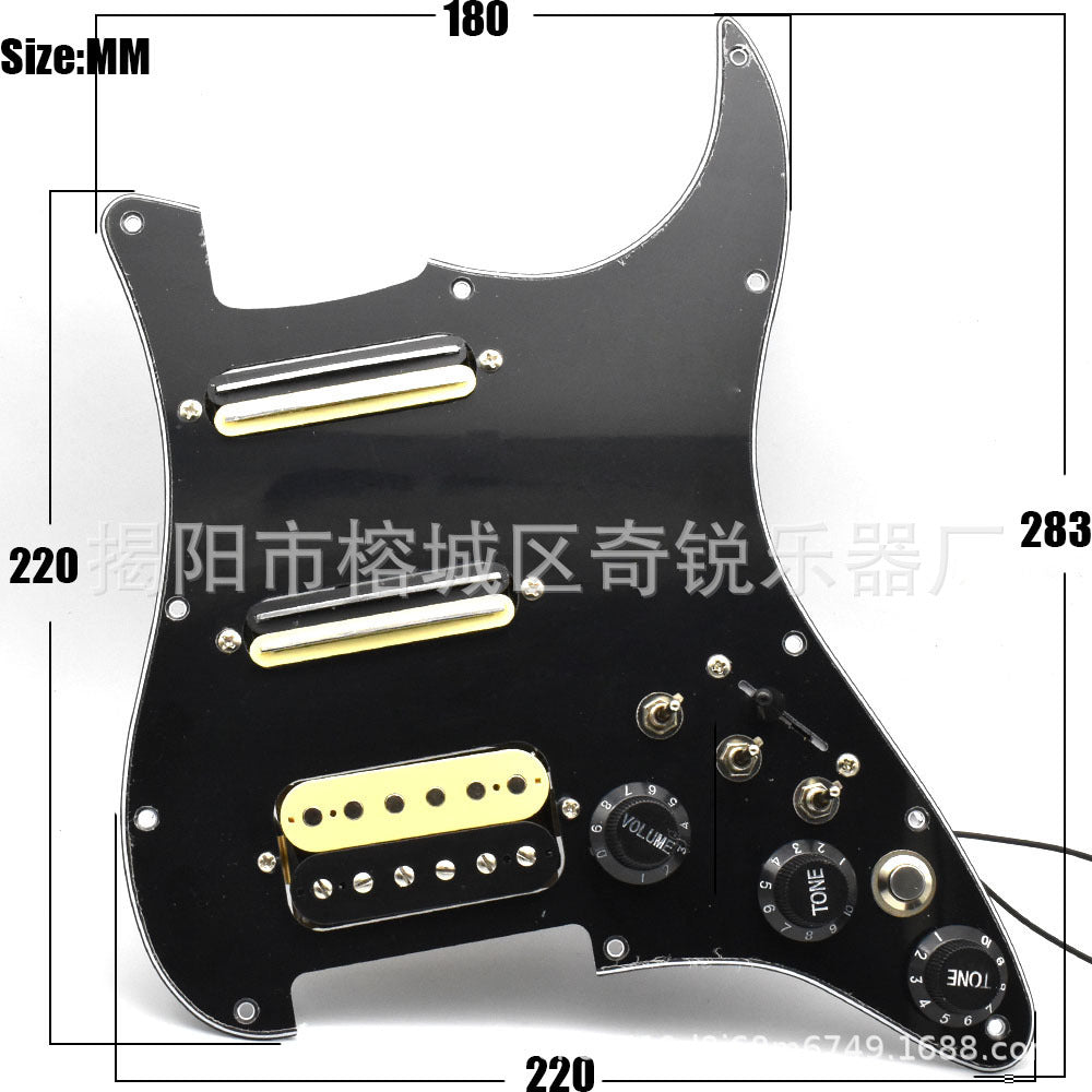 Single-Single-Humbucker Guitar Pickguard Assembly with Mini Dual-Coil Pickup and Coil-Split Switch
