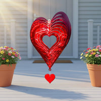 Heart Air Twirler Rotator Easy to Hang Heart Ornament Rotator Shiny Yard Decor for Garden