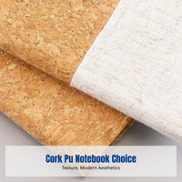 Cork Pattern PU Notebook, Eco-Friendly Elastic Band, Business Office, A5 Size, Soft Leather Cover