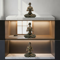 Meditation Girl Figurine Textured Meditating Statue Resin for TV Cabinet