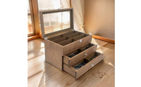 Walnut Finish Glasses Chest Large Capacity Wooden Sunglasses Display Case 18 Compartment Glasses Box Dustproof