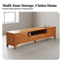 Solid Wood TV Cabinet Construction Nordic Design Media Cabinet Ample Storage Wooden TV Console with Legs for Bedroom