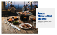 Stainless Steel Food Tongs, 430 Korean BBQ Tongs, Round & Pointed Head, Modern minimalist design, Anti-Scald, Kitchen, Buffet