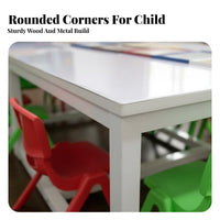 Kindergarten Training Table Double Person Long Table Steel Frame Rectangular Student Desk for Students, Preschoolers, Classroom, Daycare, Home