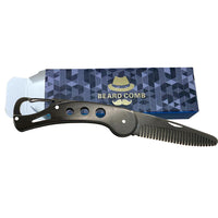 Stainless Steel Folding Beard Comb with Dual Sides and Knife Comb