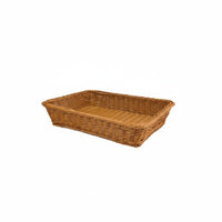 rectangular Woven Fruit Basket Imitation Rattan Basket Multi-Functional Woven Bread Serving Tray for Supermarket, Restaurant, Dining Table