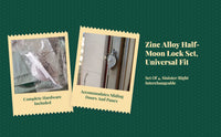 Sliding opening lock, security latch for door panels, zinc alloy, child protection, easy installation
