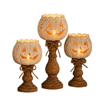 Vintage Pumpkin Candle Holder Set of 3 for Fall Decor