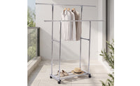 Freestanding Rolling Drying Rack Heavy Duty Clothes Rack with Wheels Space-Saving Furniture Sturdy for Laundry Room