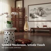 Spotted Mushroom Seat Multi-Functional Plant Stand Glazed Finish for Entryway