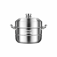 Induction Compatible 304 Stainless Steel Steamer Pot Glass Lid Steaming Basket Thickened Kitchenware for Gas Cooktop