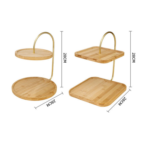 2-Tier Serving Stand Elegant Design Household Storage Easy to Carry Handle