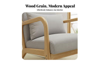 Compact Design Upholstered Armchair with Wooden Frame Minimalist Design Upholstered Armchair with Wood Frame High-Density Foam Cushion Indoor Furniture Skin-Friendly Upholstery for Apartment Dwellers, Homeowners, Balcony, Bedroom, Small Areas, Living Room