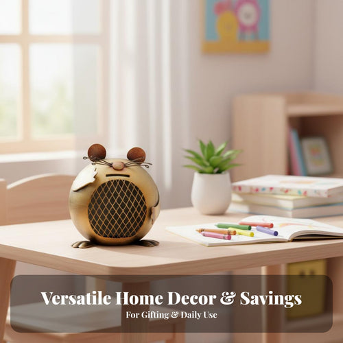 Creative Gift Metal Creature Cash Box Adorable Design Creature Piggy Bank Long-Lasting Construction for Children, Nursery, Desk, Bookshelf