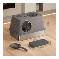 Enclosed Stainless Steel Litter Box High Sides Enclosed Cat Litter Box