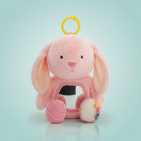 Sensory Stuffed Animal with Hanging Loop Soft Soft Toy with Mirror Textured Baby Soothing Toy for Infants, Stroller