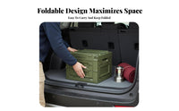 Foldable Storage Crate Secure Latching Collapsible Storage Bin with Doors