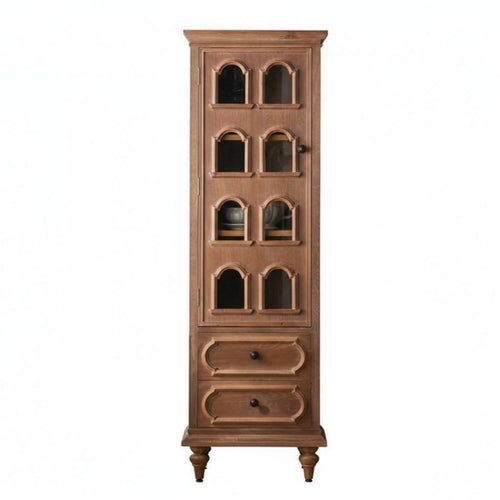 Wooden Nightstand with Glass Door centuryera Modern Design for Bedroom, Renters