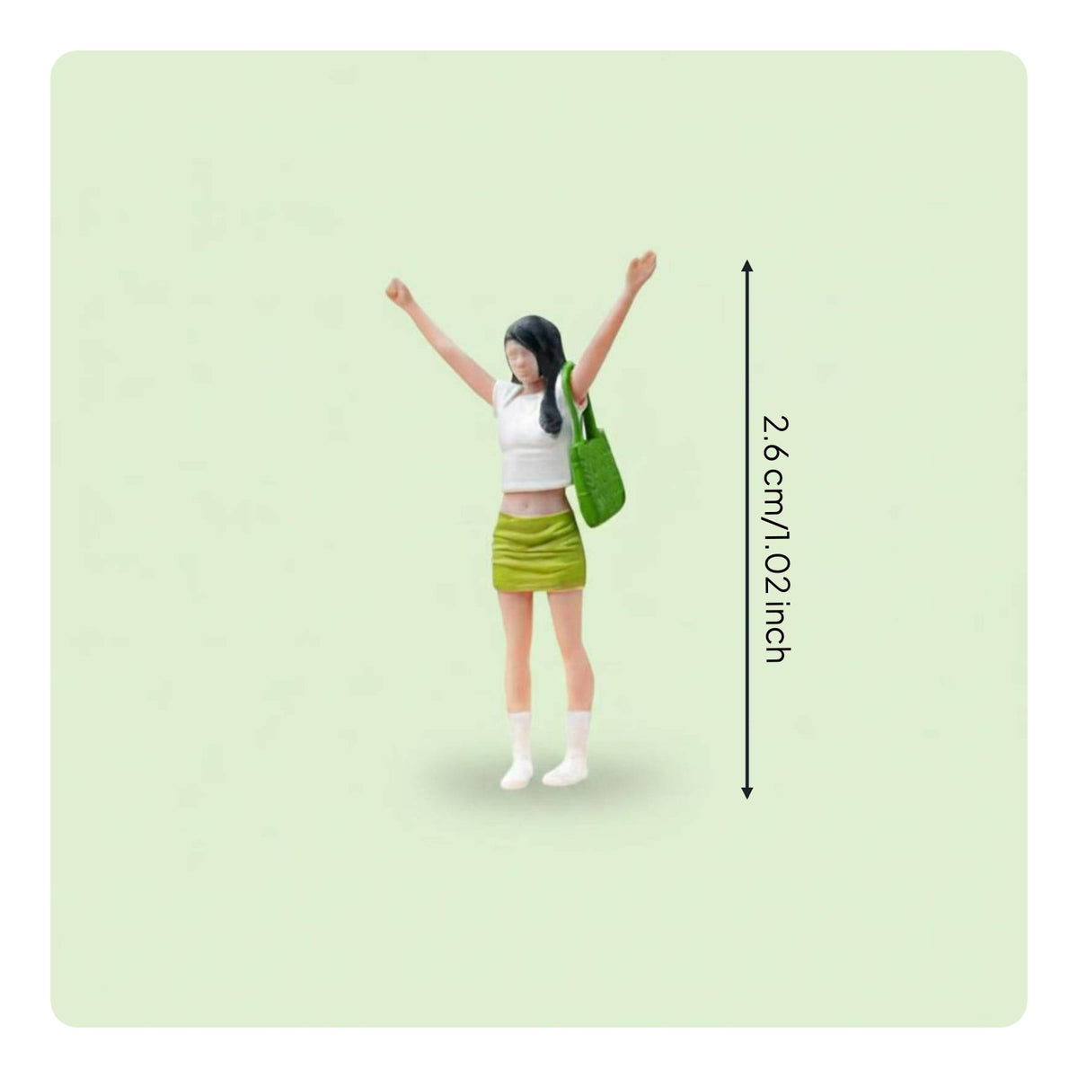 Cheering Girl Figure Realistic Detailing 1/64 Scale Girl Figurine for Collectors