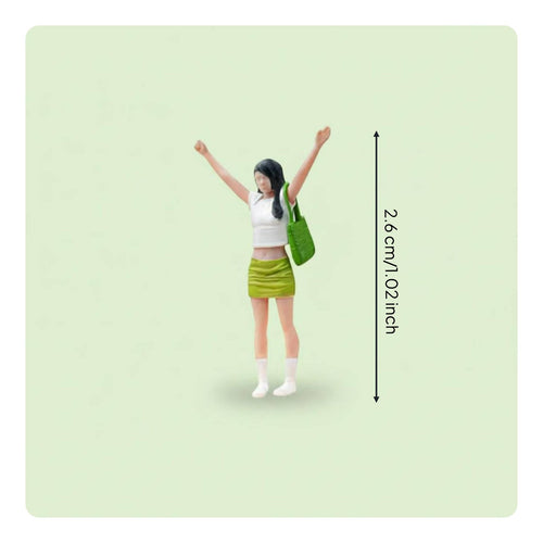 Cheering Girl Figure Realistic Detailing 1/64 Scale Girl Figurine for Collectors