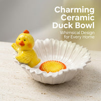 Cute Duck Ceramic Bowl, Floral Pattern