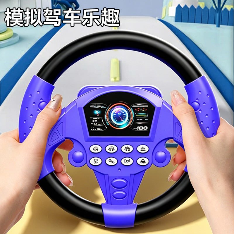 Kids Steering Wheel Toy, Simulated Co-pilot, 360° Rotation, Music, Battery Operated