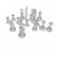 16 Pieces Multiple Colors Available Transparent Chess Pieces Lightweight Plastic Chessmen Portable Board Game Accessory Includes Storage Bag for Beginners