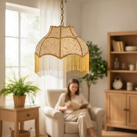 Lampshade with Fringe Boho Floral Textile Lampshade Bohemian for Tea Rooms