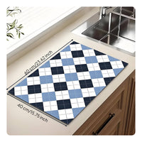 Dish Drying Mat Vintage Pattern Diatomaceous Stone Mat Food-Grade Material