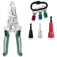 8 Pieces Drill-Compatible Wire Stripper with Twisting Attachments Multi-Functional Wire Stripping and Twisting Kit Wear-Resistant Efficient for Electricians, DIYers, Electrical Wiring, Home Improvement, Automotive Repair