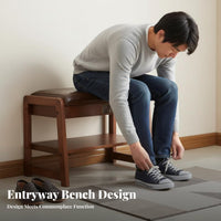 Upholstered Entryway Stool Comfortable Padded Seat for Living Room, Homeowners