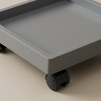 Mobile Caster-Equipped Saucer 26cm Square Plastic Plant Stand Indoor Use Gray