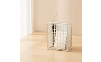 Metal Grid Wall Basket with Hooks Multipurpose Metal Wire Hanging Basket Space-Saving Organizer for Kitchen, Washroom, Closet