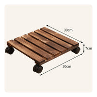 Rolling Plant Stand Heavy Duty Wooden Pot Mover Indoor Outdoor Use