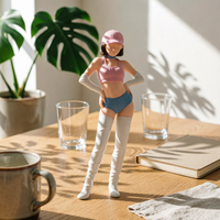 1/64 Miniature Figurine Tall Boots Diorama Figure Pink Outfit Painted Resin Female Figure