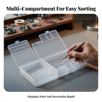 Transparent Compartment Case With Lid Parts Container Portable for Craft Room