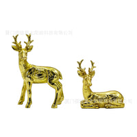 Gold Pair of Deer Resin Ornaments, Minimalist Style