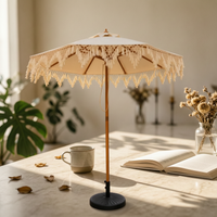 Fringed Parasol Woven Fringe Round Parasol Umbrella Pointed Finial Outdoor Shade