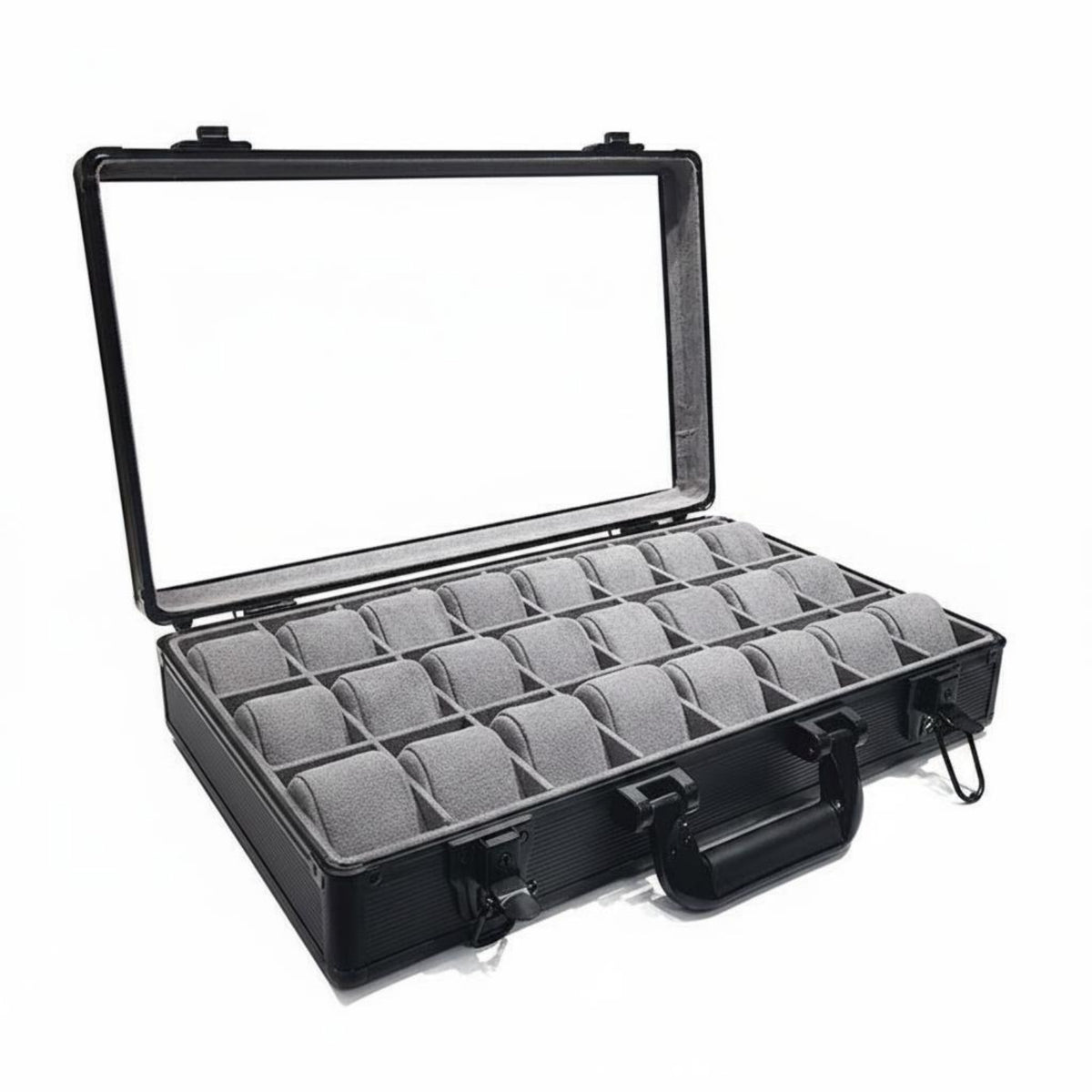 Watch Display Case Metal Latches Watch Case Carrying Handle Storage